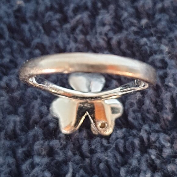 Elegant Vintage18k White Gold High-Quality Diamond Golden Dew Flower Ring - Picture 10 of 14